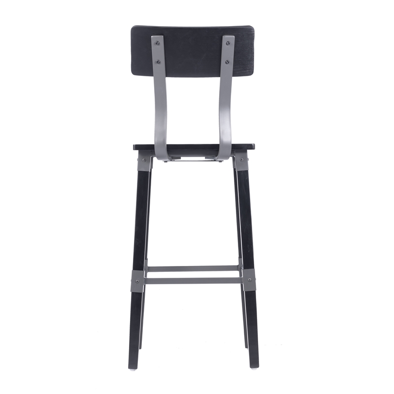 2 Pack Commercial Rustic Black Industrial Style Wood Dining Barstool