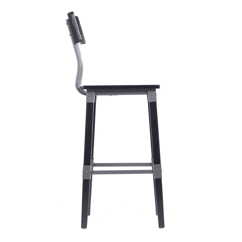 2 Pack Commercial Rustic Black Industrial Style Wood Dining Barstool