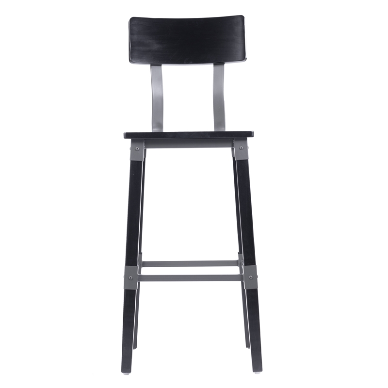 2 Pack Commercial Rustic Black Industrial Style Wood Dining Barstool