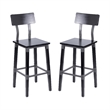 2 Pack Commercial Rustic Black Industrial Style Wood Dining Barstool