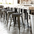 All-Weather GN Commercial Backless Counter Stools-Black Poly Seat-4 PK