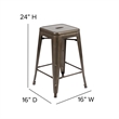 All-Weather GN Commercial Backless Counter Stools-Black Poly Seat-4 PK