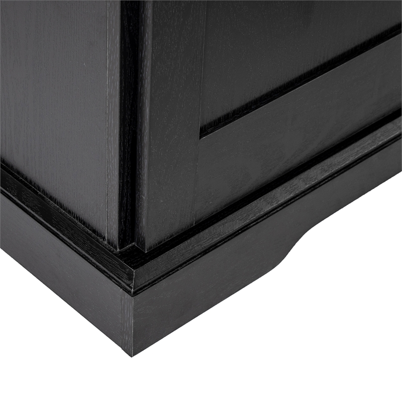 Farmhouse Storage Cabinet with Adjustable Shelves and Sliding Barn Door - Black