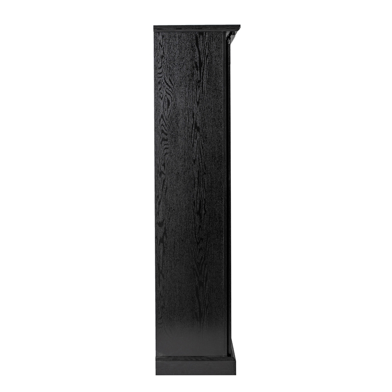 Farmhouse Storage Cabinet with Adjustable Shelves and Sliding Barn Door - Black
