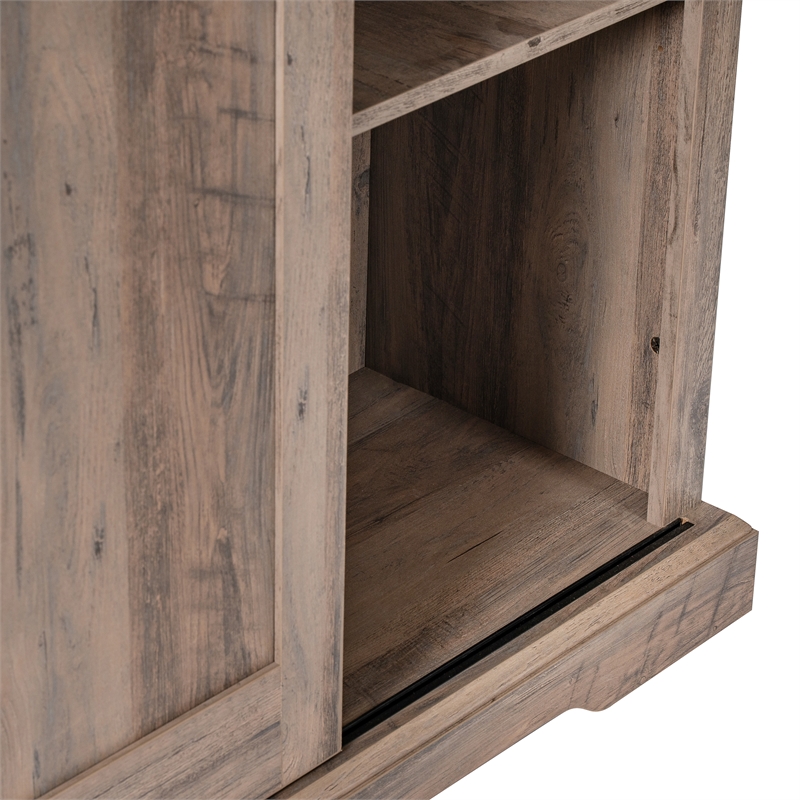 Farmhouse Storage Cabinet with Adjustable Shelves and Sliding Barn Door-Graywash