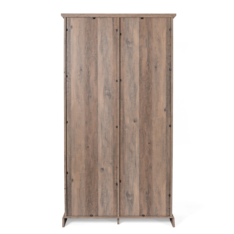 Farmhouse Storage Cabinet with Adjustable Shelves and Sliding Barn Door-Graywash