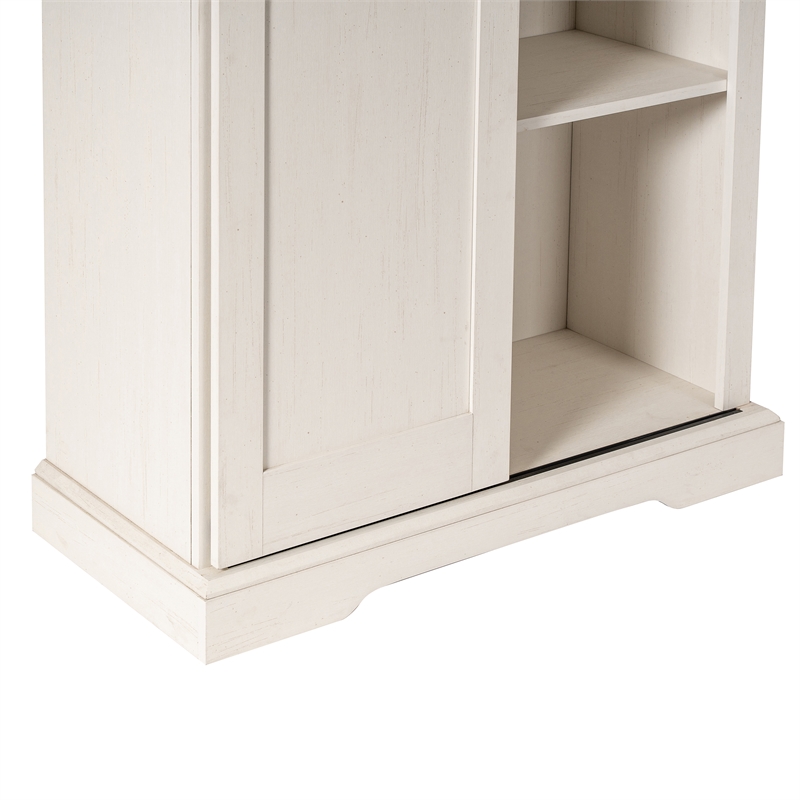 Farmhouse Storage Cabinet with Adjustable Shelves and Sliding Barn Door - White