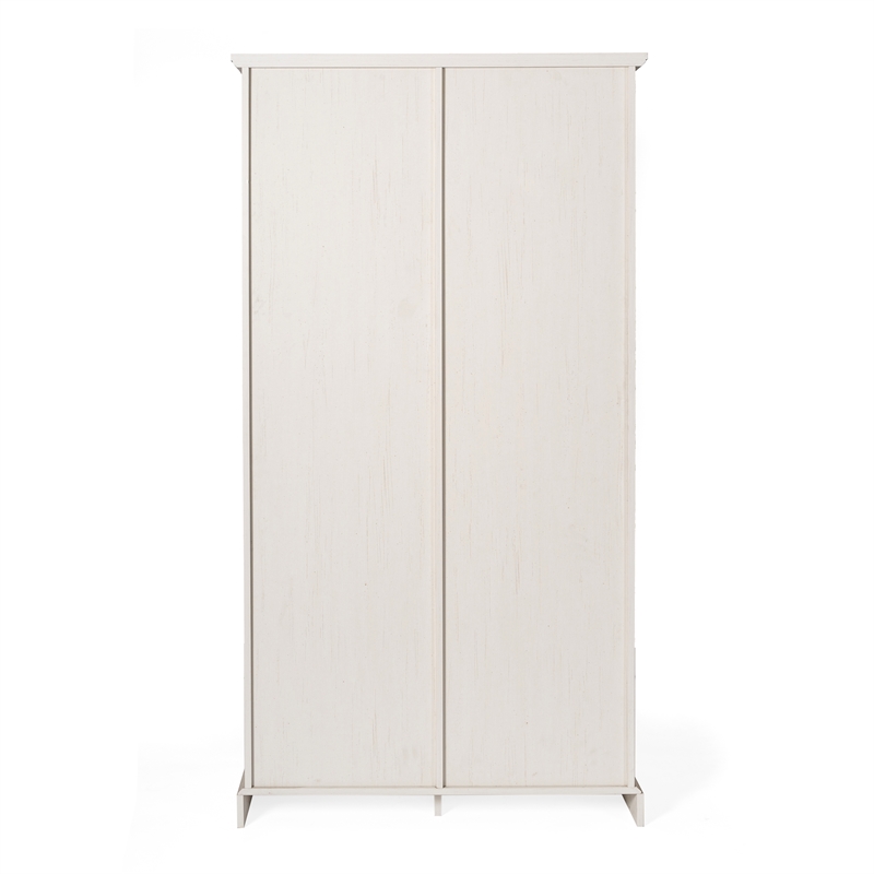 Farmhouse Storage Cabinet with Adjustable Shelves and Sliding Barn Door - White