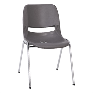 880 lb. Capacity Gray Shell Stack Chair with Chrome Frame and 18&quot Seat Height