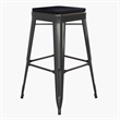 All-Weather Black Commercial Backless Bar Stools-Black Poly Seat-4 PK