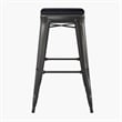 All-Weather Black Commercial Backless Bar Stools-Black Poly Seat-4 PK