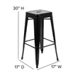 All-Weather Black Commercial Backless Bar Stools-Black Poly Seat-4 PK