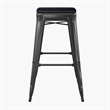 All-Weather Black Commercial Backless Bar Stools-Black Poly Seat-4 PK
