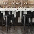 All-Weather Black Commercial Backless Bar Stools-Black Poly Seat-4 PK