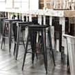 All-Weather Black Commercial Backless Bar Stools-Black Poly Seat-4 PK