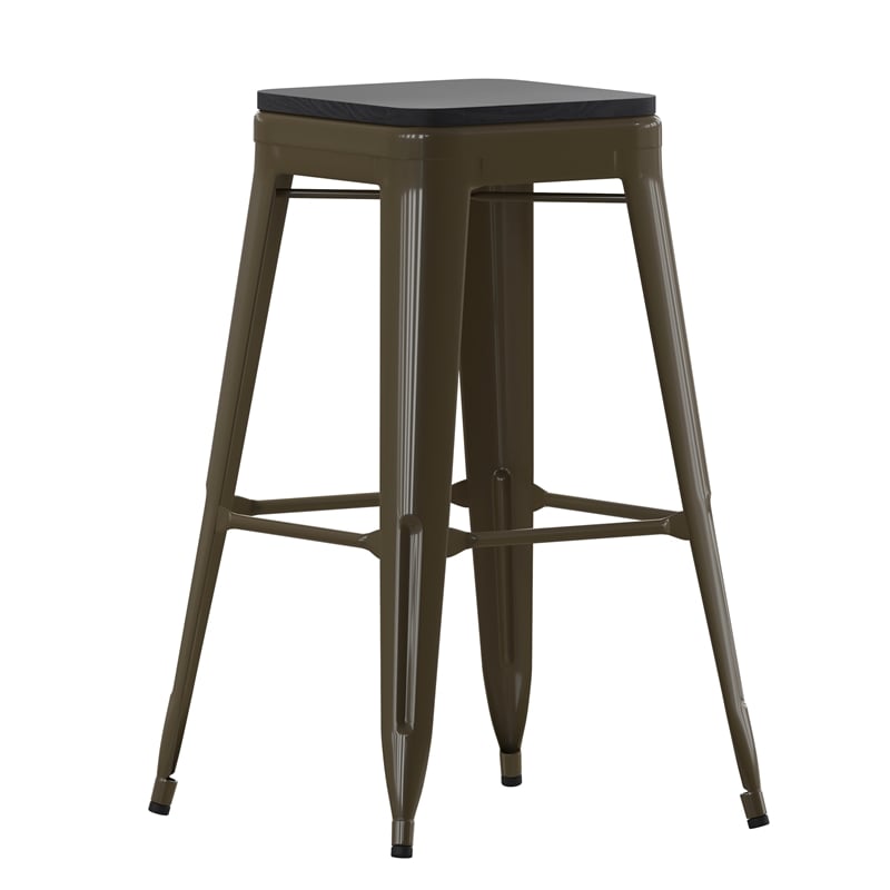 All-Weather GN Commercial Backless Bar Stools-Black Poly Seat-4 PK