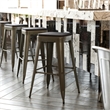All-Weather GN Commercial Backless Bar Stools-Black Poly Seat-4 PK