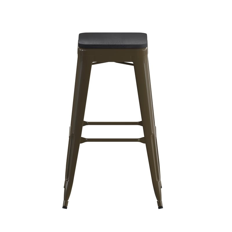 All-Weather GN Commercial Backless Bar Stools-Black Poly Seat-4 PK