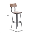 Ant Copper Restaurant Barstool with Wood Seat & Back & Gray Powder Coat Frame