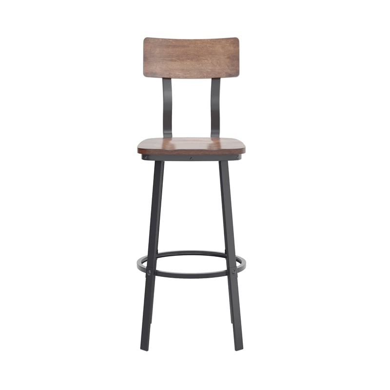 Ant Copper Restaurant Barstool with Wood Seat & Back & Gray Powder Coat Frame