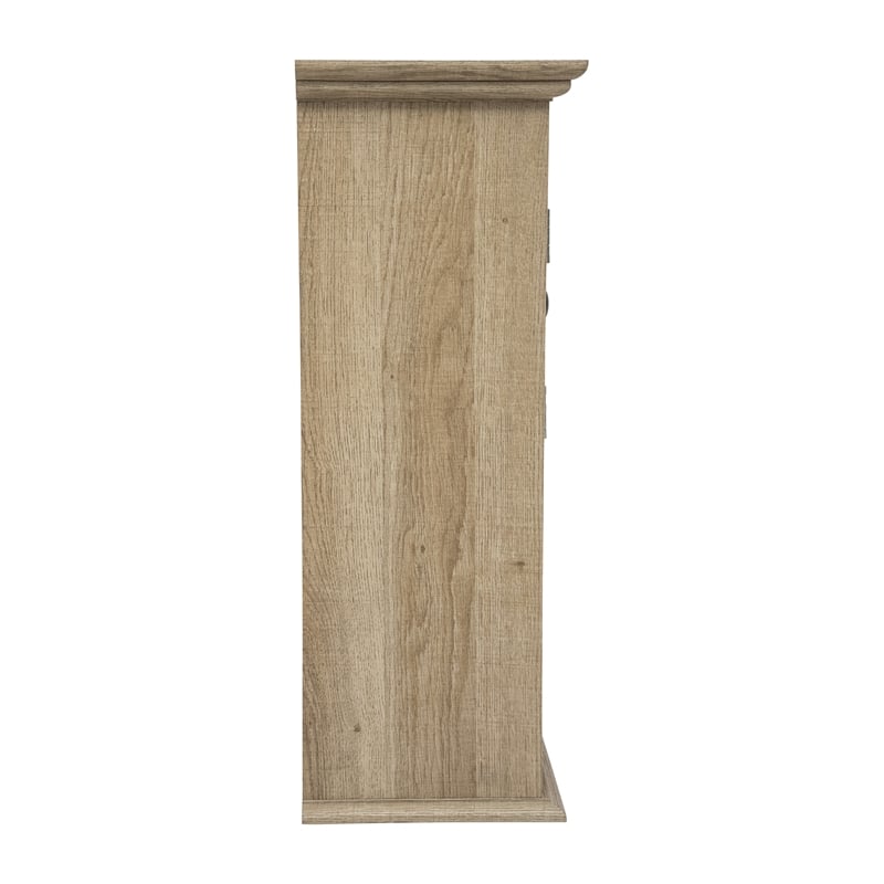 Farmhouse Wall Mount Medicine Cabinet with Adjustable Shelf and Dual Doors-Brown