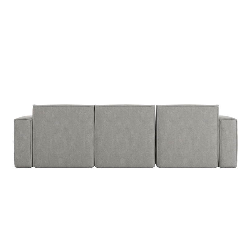 Contemporary 4 Piece Modular Sectional Sofa with Ottoman in Gray Fabric