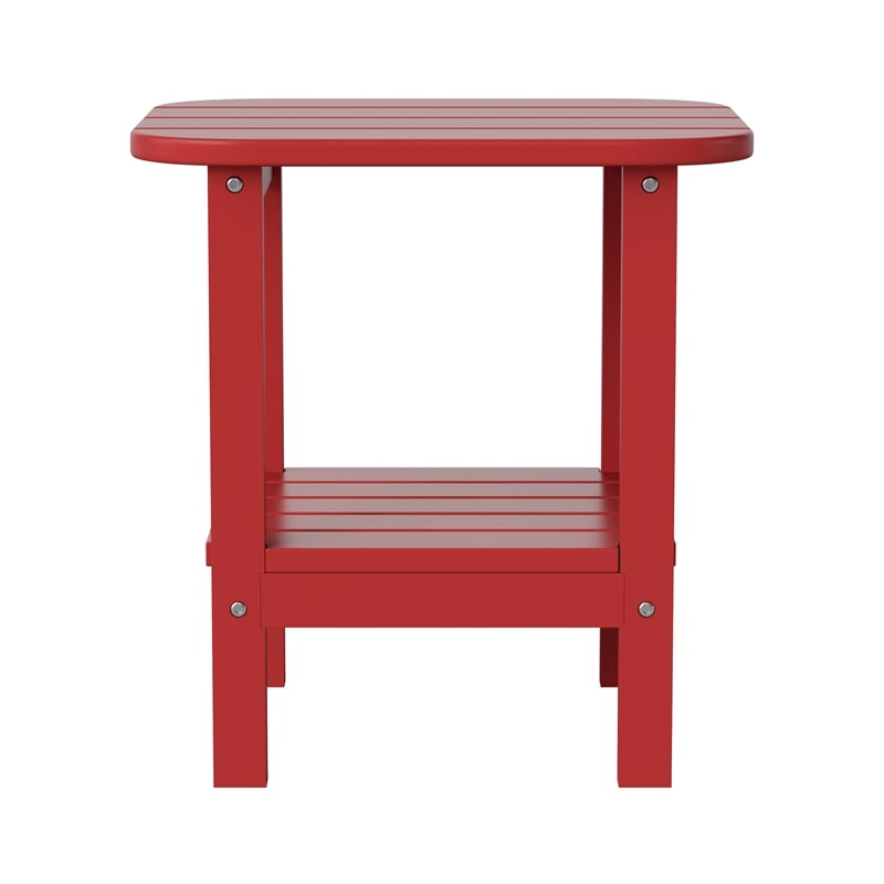 Commercial Grade All-Weather Adirondack Style Patio Side Table in Red
