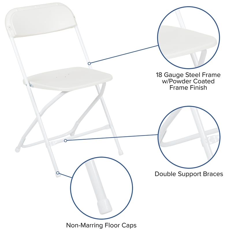 10' x 10' Blue Pop Up Canopy Folding Table and 4 White Folding Chairs Bundle