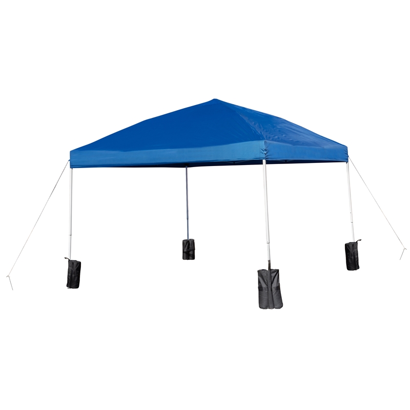 10' x 10' Blue Pop Up Canopy - Wheeled Case - Folding Table with Benches Set