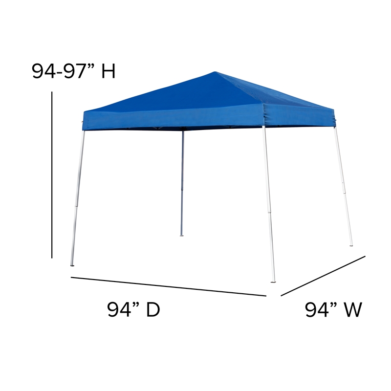 8' x 8' Blue Pop Up Canopy with Carry Bag and Folding Table with Benches Set