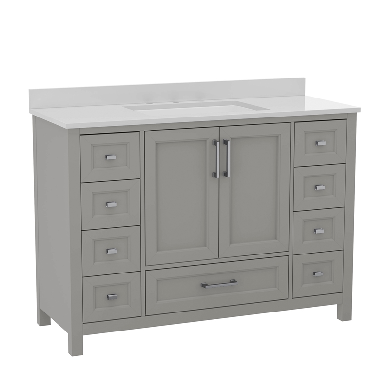 48 Inch Bathroom Vanity with Sink Storage Cabinet and 9 Drawers in Gray