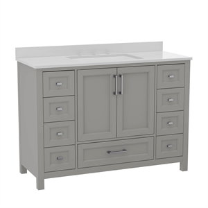 48 Inch Bathroom Vanity with Sink Storage Cabinet and 9 Drawers in Gray