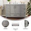 48 Inch Bathroom Vanity with Sink Storage Cabinet and 9 Drawers in Gray