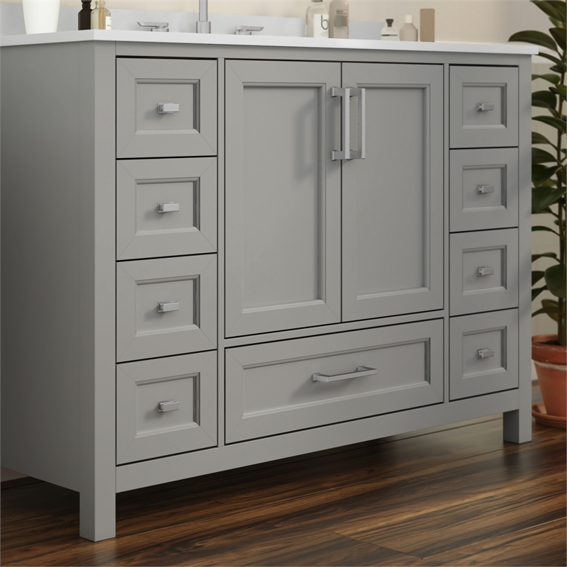 48 Inch Bathroom Vanity with Sink Storage Cabinet and 9 Drawers in Gray