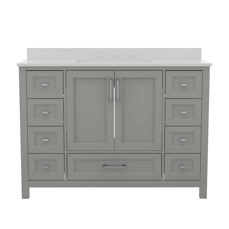 48 Inch Bathroom Vanity with Sink Storage Cabinet and 9 Drawers in Gray