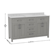 60 Inch Bathroom Vanity with 2 Sinks 2 Storage Cabinets and 6 Drawers in Gray