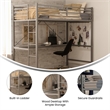 Sturdy Metal Loft Bed Frame in Gray with Desk and Safety Rails - Twin