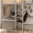 Sturdy Metal Loft Bed Frame in Gray with Desk and Safety Rails - Twin