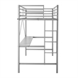 Sturdy Metal Loft Bed Frame in Gray with Desk and Safety Rails - Twin