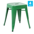 18 Inch Table Height Indoor Stackable Metal Dining Stool in Green-Set of 4