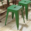 18 Inch Table Height Indoor Stackable Metal Dining Stool in Green-Set of 4