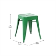 18 Inch Table Height Indoor Stackable Metal Dining Stool in Green-Set of 4
