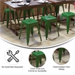18 Inch Table Height Indoor Stackable Metal Dining Stool in Green-Set of 4