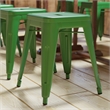18 Inch Table Height Indoor Stackable Metal Dining Stool in Green-Set of 4