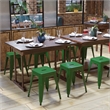 18 Inch Table Height Indoor Stackable Metal Dining Stool in Green-Set of 4