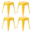 18 Inch Table Height Indoor Stackable Metal Dining Stool in Yellow-Set of 4
