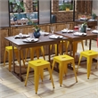 18 Inch Table Height Indoor Stackable Metal Dining Stool in Yellow-Set of 4