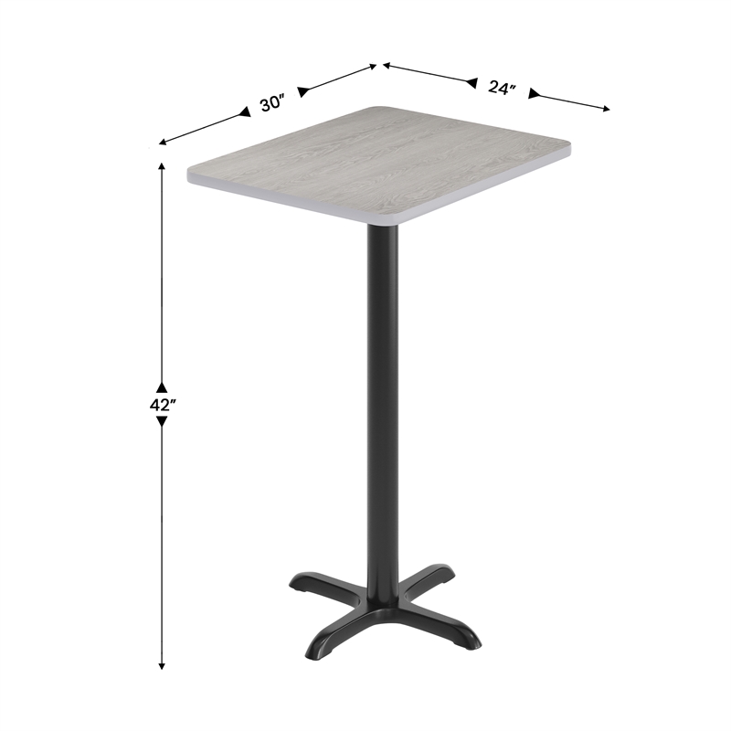 Commercial Gray Dining Table Top with Black Bar Height 