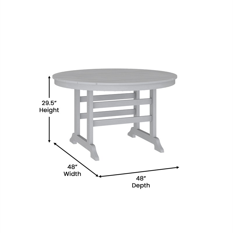 Commercial All Weather Adirondack Table and 4 Chairs with Cupholders in Gray