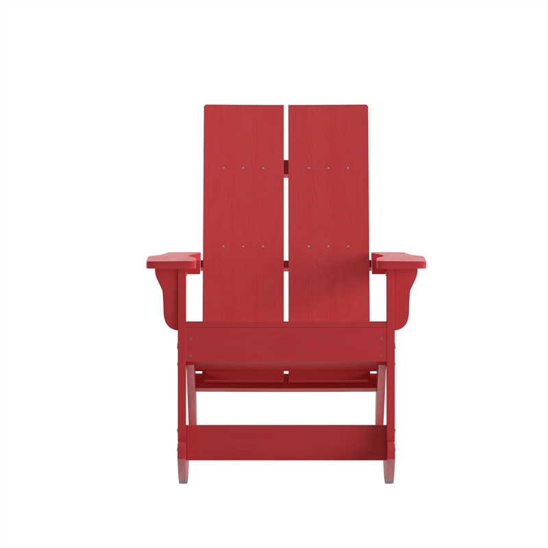 Indoor/Outdoor modern 2-Slat Adirondack Poly Resin Rockers in Red - Set of 2